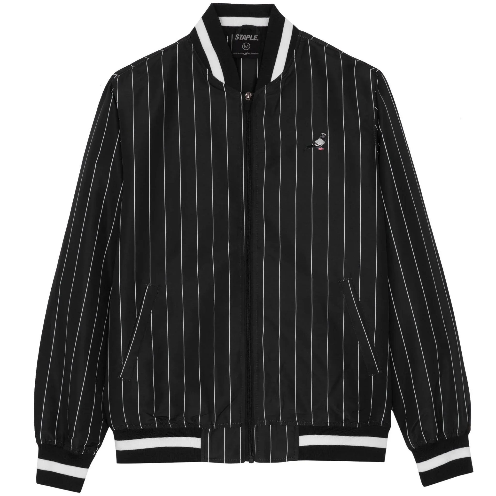 PINSTRIPE BASEBALL JACKET (BLACK)