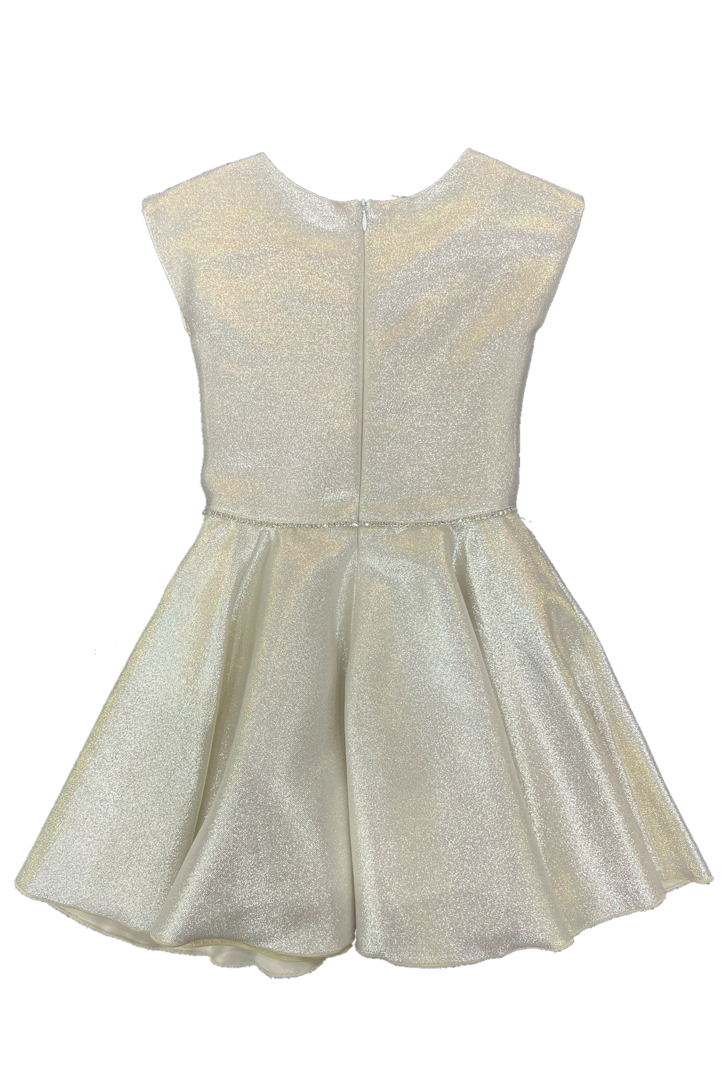 Platinum jacquard cap sleeve skater dress