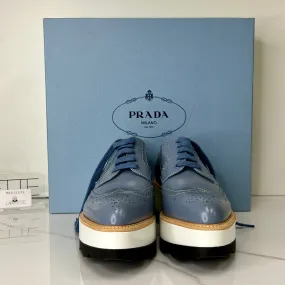 Prada Blue Leather Platform Oxford