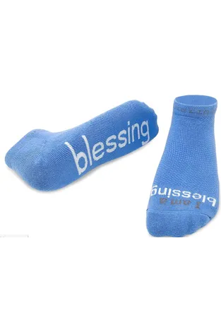 " I Am A Blessing" Blue Low Cut Sock