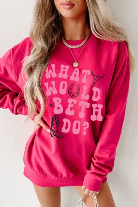 "What Would Beth Do" Graphic Crewneck (Hot Pink/Light Pink) - Print On Demand