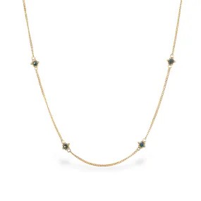 Textile Gold Necklace in Blue Diamond