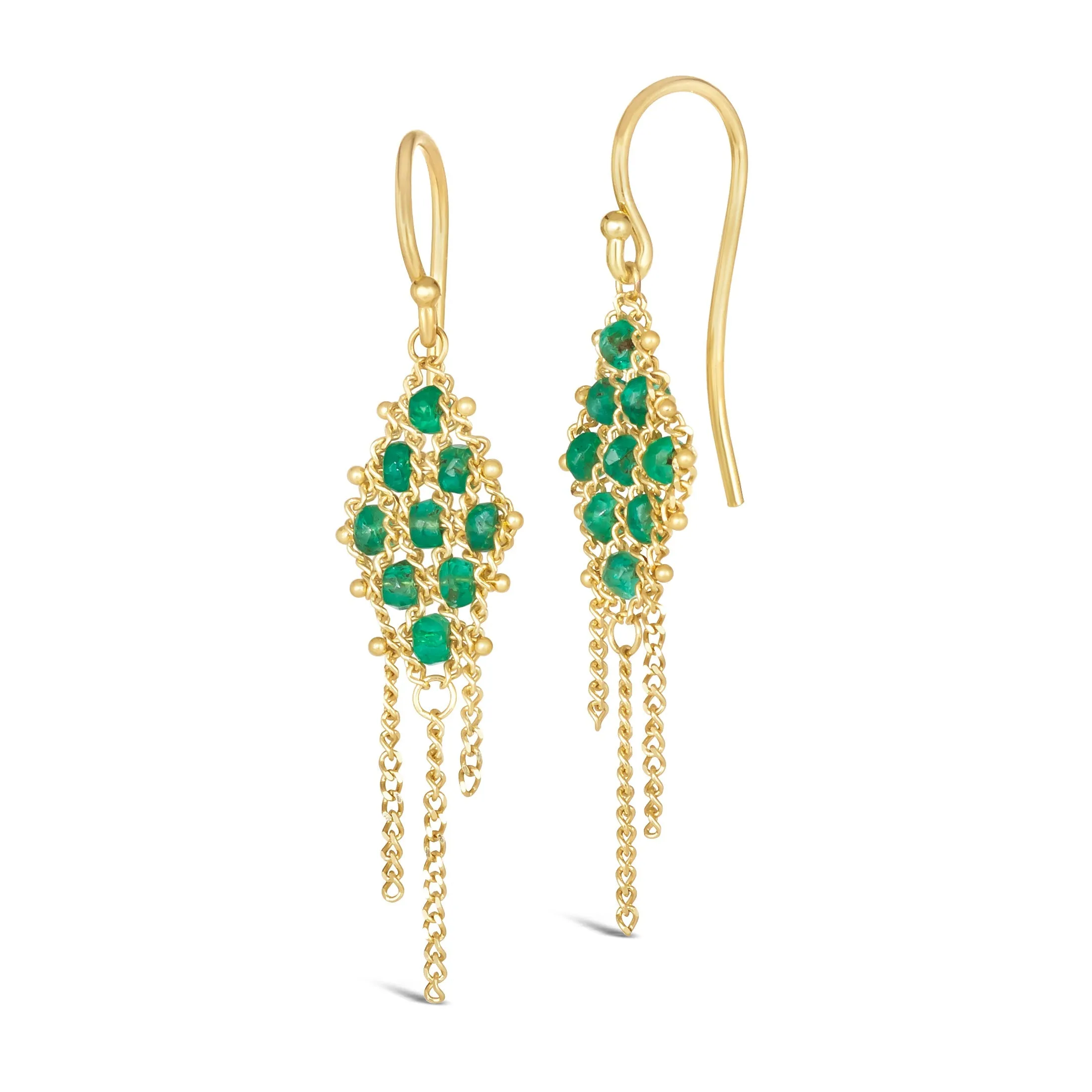 Woven Lattice Earrings in Emerald